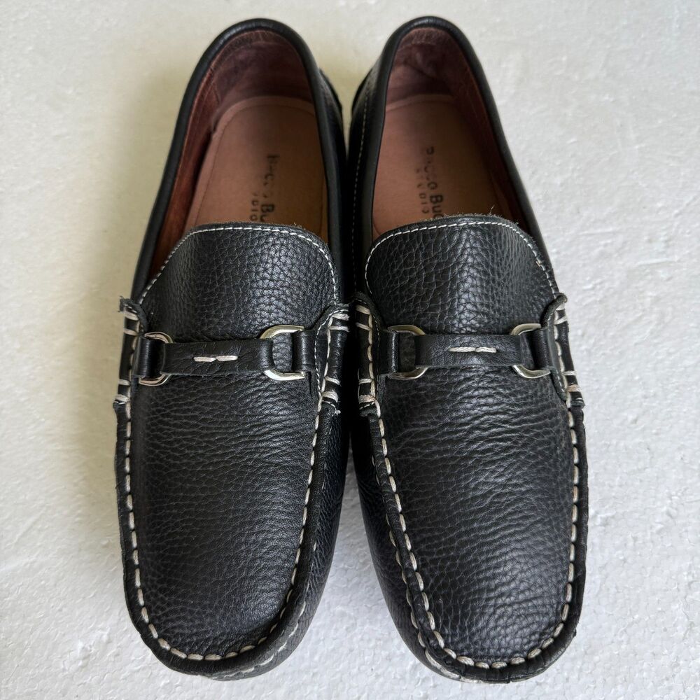 Bacco Bucci Studio 8627-14 Men's Black Leather Driving Loafers Size 10.5